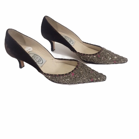 Emma Hope Shoes Emma Hopes Velvet Sequin Pumps Poshmark